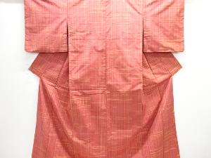 格子織出し手織り紬着物